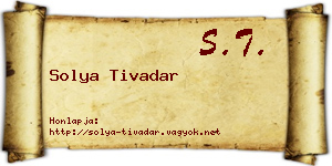 Solya Tivadar névjegykártya